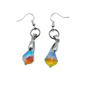 Ab crystal earrings clear crystal and silver tone earwires
